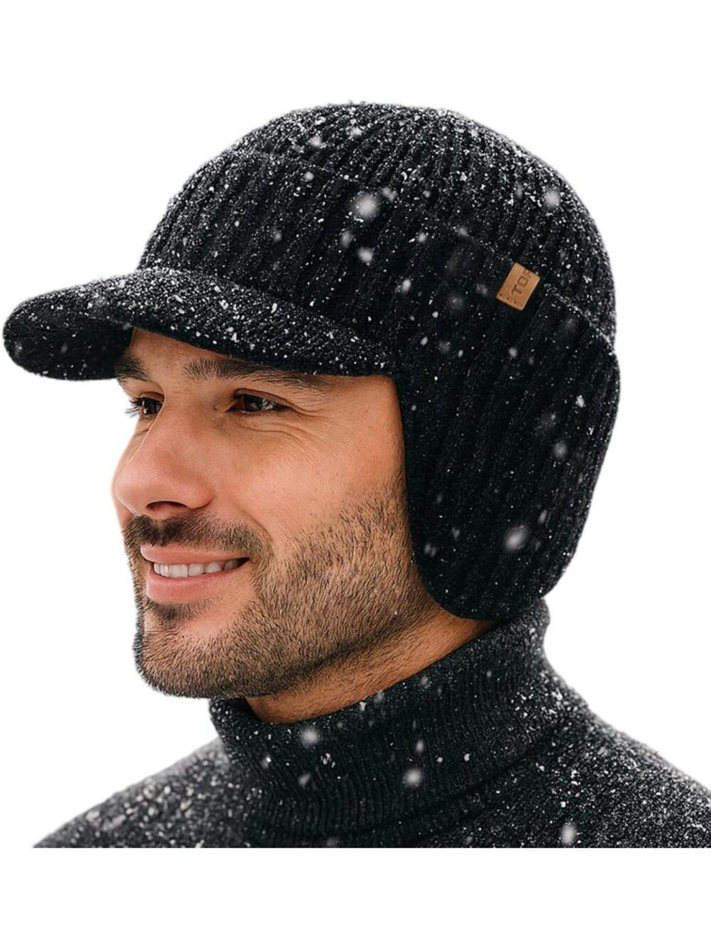 Warm Waterproof Merino Wool Beanie with Ear Flaps for Cold Weather Comfort